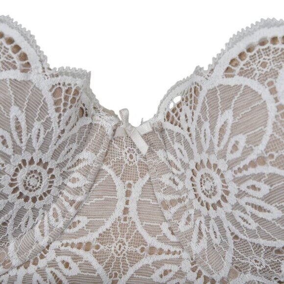 Aerie Balconette Lace Bra Cream Underwire Floral Size 36B - Picture 4 of 8